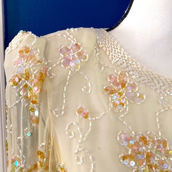 Women’s Michelangelo Beaded and Iridescent Sequined Fully Lined Top Size 8 - Picture 5 of 10